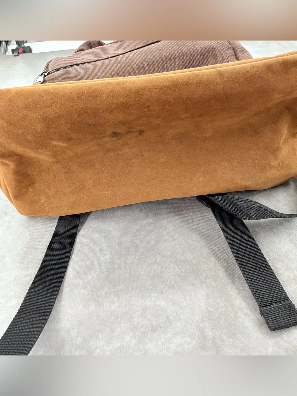 Wrangler Brown and Black Canvas Backpack with Tan Suede Base